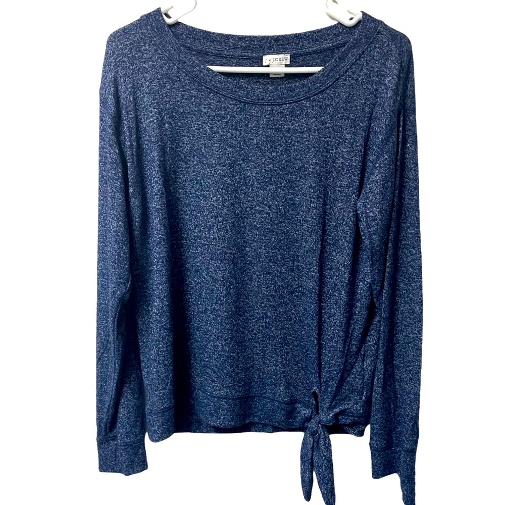 J by J. Crew Navy Blue Super Soft Tie Front Long Sleeve Fall Winter Casual Small